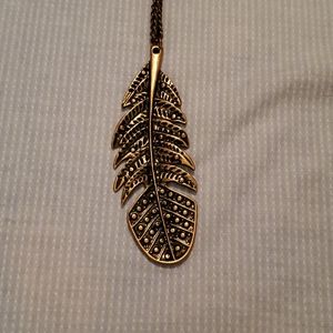 Bronze feather necklace